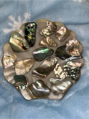 Vintage Decorative Abalone Shell Accent Dish - Iridescent Mother-of-Pearl